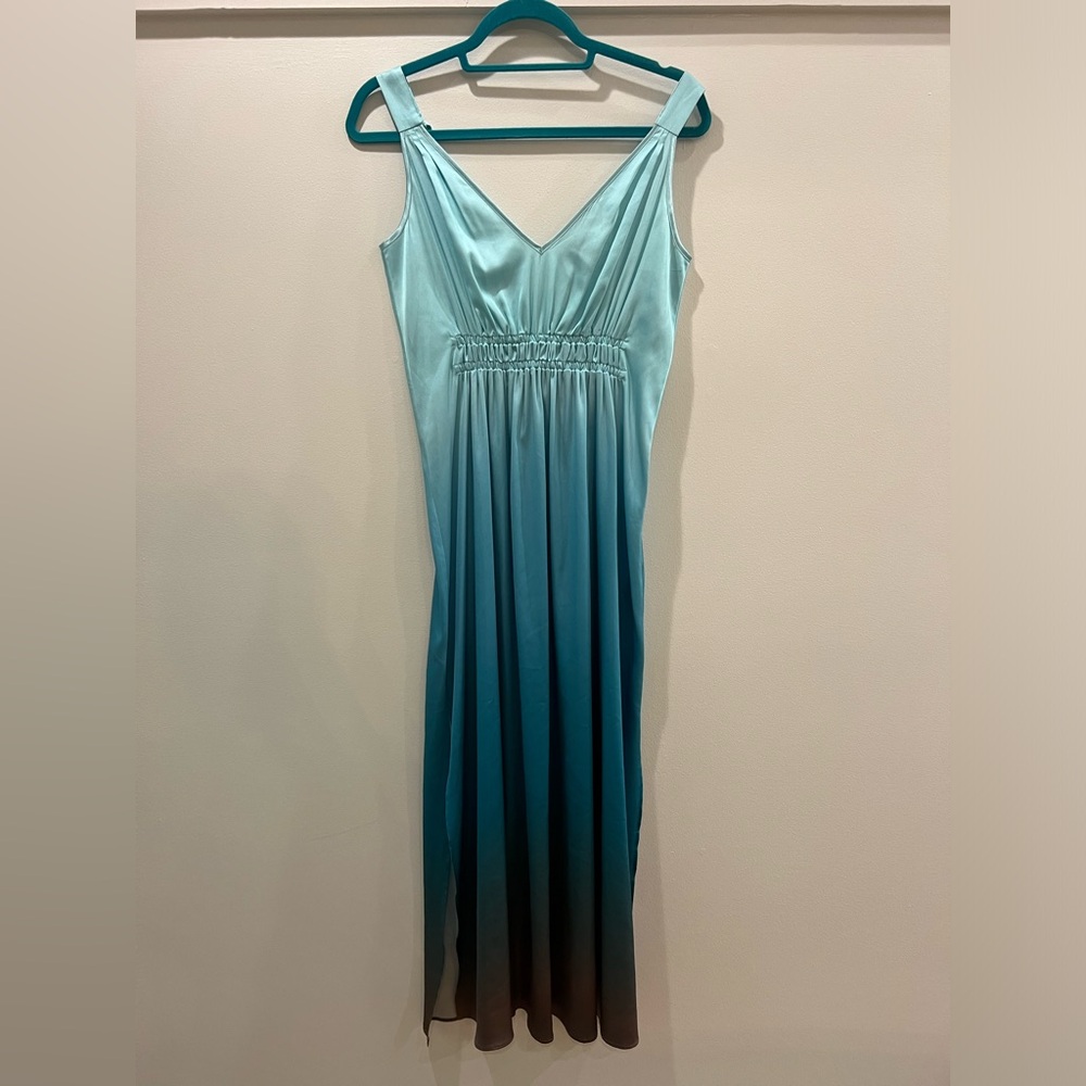 White House Black Market Blue Ruched Tiered Gown
